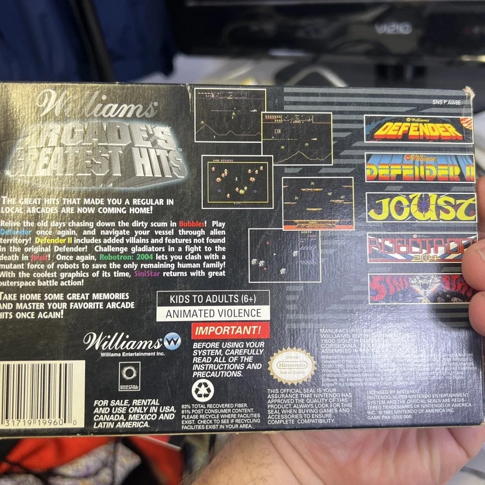 Williams Arcade's Greatest Hits SNES Complete! CIB Reg CARD LOOK!